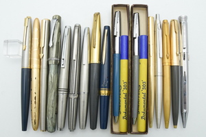 万年筆・ボールペンなど 文房具 16本セット まとめ売り ジャンク扱い PARKER PILOT SHEAFFER PLATINUM KANOE ■19699