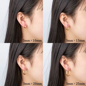 【ポストのみ18金】 日本製 フープピアス 3mm×10mm メンズ レディース K18 18K K18刻印の画像7