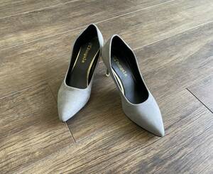  new goods beautiful goods approximately 7cm heel suede style pumps gray 22cm 22 centimeter 7 centimeter high heel pin heel small S size and downward velour style sombreness 