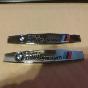 BMW Motorsport エンブレムプレート 縦2cm×横10cm×厚5mm　2枚組　①　送料無料