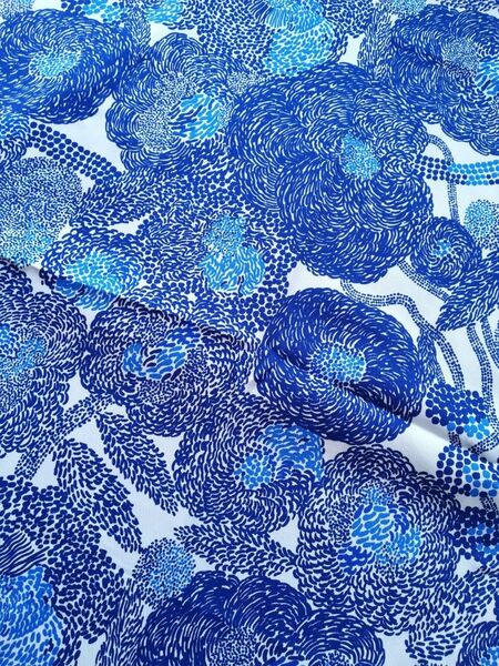 マリメッコ marimekko 生地 ミンステリ ブルー mynsteri