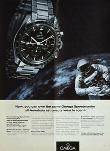 稀少・時計広告！1967年オメガ 時計広告/Omega Speedmaster Professional/Watch/宇宙飛行士/H