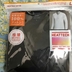 極暖 ヒートテック UNIQLO エクストラウォーム 九分袖 長袖 黒 ヒートテックコットン Vネック