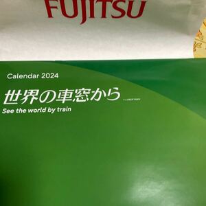 富士通 FUJITSU 世界の車窓から 壁掛け カレンダー 2024年　A3サイズ SEE THE WORLD BY TRAIN　定形外510円送付予定