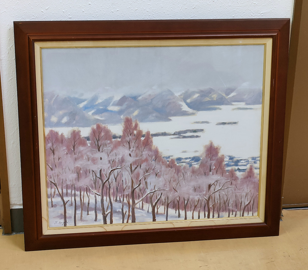 ★Snow at the foot of Mt. Bandai★Author unknown★Details unknown★Landscape painting★Snow scene★Winter Bandai★Mountains★Fukushima★Japanese painting★Painting★Wall hanging★Interior★Decoration★, painting, oil painting, Nature, Landscape painting