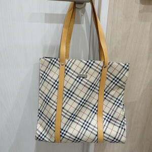 1円～ BURBERRY バーバリー トートバッグ かばん チェック柄 ブランド ベージュ系　