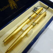 1円～ ROYAL SALUTE ROYAL Queens Polo team ボールペン 2本セット ケース付き ゴールドカラー 現状品_画像4