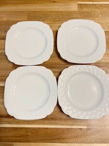  white plate square bread plate cake plate small plate 4 sheets .. rim 