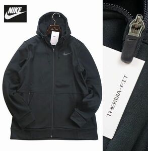 新品 2XLサイズ 秋冬 NIKE ナイキ Therma-FIT 裏起毛 ジップアップ パーカー 黒 ジャケット 保温フリース フルジップ フーディー メンズ