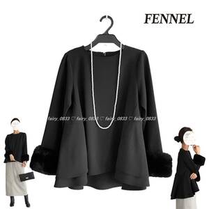 【送料無料】新品■スコットクラブ FENNEL フェンネル■定価18900円　2way袖ポイントファー...♪大人エレガント☆バックペプラムトップス