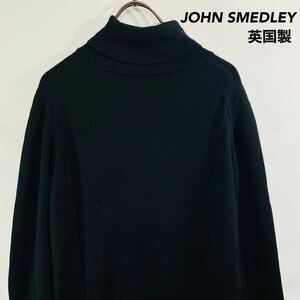 JOHN SMEDLEY タートルネック ニット セーター S イングランド製 英国製 ジョンスメドレー ウール 黒 ブラック