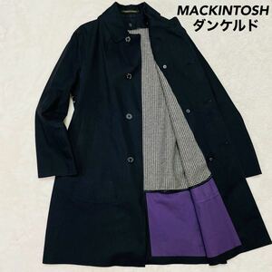 【極上の名作】 MACKINTOSH ダンケルド ゴム引きコート ステンカラーコート 36 ライナー付き 美品 マッキントッシュ ロンドン 英国製 黒