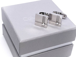 新品即決◆CK カルバンクライン カフス 箱付◆箱なしネコポス可/本物/Calvin Klein/カフリンクス/シルバー ck9