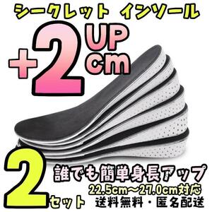 2センチ 2セット シークレット インソール 22.5cm～27.0cm おすすめ 厚底 盛れる 最強 調整 極厚 中敷き 身長 分厚 いずれない 高い