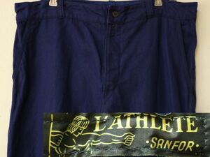 デッドストック 1wash 60s L'Athlete Sanfor 濃紺！ フレンチ インクブルー ビンテージ ワーク パンツ フランス // インディゴ ☆