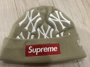 ★supreme Yankees NewEra Box Logo Beanie ★ボックスロゴ ヤンキース ベージュ ニューエラ 