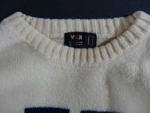 ■送料無料! VAN JACKET ヴァンヂャケット Vビックロゴ刺繍クルーネックWOOLセーター L オフホワイト■_画像8