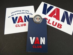 ★送料無料!VAN JAC SINCE 1954 VAN CLUB 丸VANピンバッチ金鍍金一針タイプ/ オリジナルステッカー二枚オマケ★