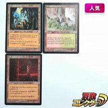 sB317o [人気] MTG 土地 Ancient Tomb Wooded Foothills Phyrexian Tower 英語版 計3枚_画像1