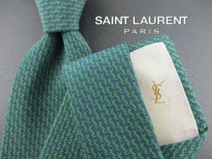 【美品】Yves Saint Laurent/サンローラン ネクタイ　グリーン系／梢のvertical(縦）柄　２本以上ご購入で送料無料S190