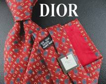 【美品】Christian Dior/ディオールネクタイ　ワインレッド系／[CHRISTINDIOR]letterストライブ柄　２本以上ご購入で送料無料S179_画像1