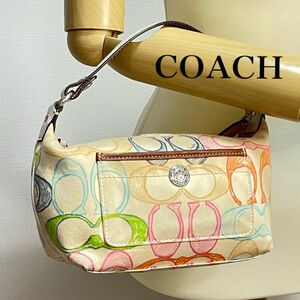 ■美品■ COACH コーチ シグネチャー ハンドバック マルチカラー