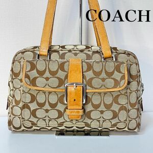 ■美品■ COACH コーチ レザー ショルダーバッグ ベージュ 肩掛け可能