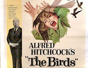 オリジナルポスター「鳥」US 1SH 1963年初公開 リネンバック仕様 アルフレッド・ヒッチコック ティッピー・ヘドレン サイコ マーニー