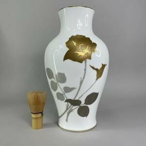 大倉陶園 OKURA CHINA 金蝕薔薇 花器 花瓶 花入 飾壺フラワーベース 高さ35cm