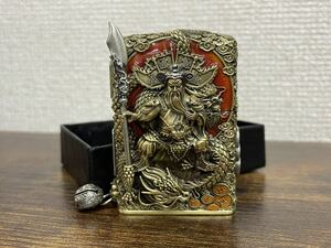 1円~希少品 立体感と重量感 関羽 Zippo 真鍮製 雲長 ライター ジッポー オイルライター 新品 ZIPPO 喫煙グッズ