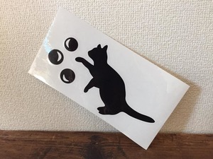 ★在庫整理Sale★■ cat シルエット カッティング ステッカー K ■ ねこ ネコ 猫 しゃぼん玉 遊び デコ シール 雑貨 インテリア ブラック