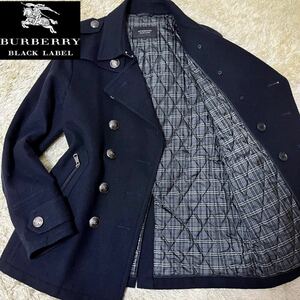 希少Lサイズ メタルボタン バーバリーブラックレーベル ナポレオンコート ピーコート 中綿キルティング BURBERRY BLACK LABEL 黒