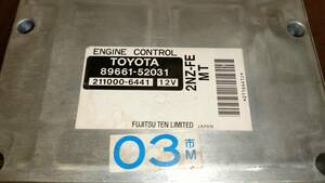 【中古】NCP10 ECU 89661-52031 ヴィッツ Vitz RS 2NZ-FE MT 純正 コンピューター トヨタ TOYOTA　