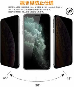 ①★2枚セット★送料無料★iPhone11 Pro Max /iPhone Xs Max 用覗き見防止ガラスフィルム 硬度9H のぞき見 プライバシー 保護フィルム★①