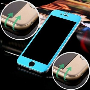 2枚 送料無料 ブルー iPhone6s Plus iphone6 Plus アルミ チタン ガラス フィルム 金属 カバー シール シート 画面保護 保護 9H