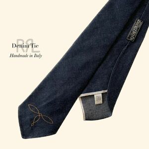 【名作/Italy製】RRL “Denim Tie” ネクタイ デニム 刺繍 イタリア製 Ralph Lauren ヴィンテージ