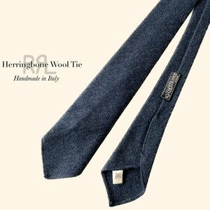 【Italy製】RRL “Indigo Wool Herringbone Tie” インディゴ ウール ヘリンボーン ネクタイ Ralph Lauren ヴィンテージ