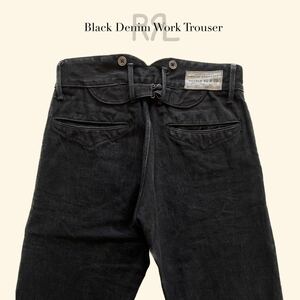 【名作/ジョニーデップ着】RRL “Buckle Back Denim Trouser” 28 30 ワーク パンツ デニム ブラック 黒 サスペンダーボタン ヴィンテージ