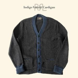 【名作】RRL “Indigo Varsity Cardigan” M インディゴ ブラック 黒 カーディガン Vネック バーシティ Ralph Lauren ヴィンテージ