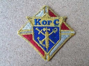 70s コロンブス騎士団 KofC ビンテージ刺繍ワッペン/フリーメーソン秘密結社ファシスト都市伝説イエズス会テンプル悪魔狂団パッチ秘密組織