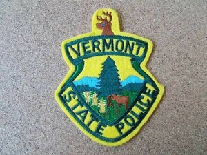 90s VERMONT STATE POLICE バーモント州 警察 ポリスPOLICEビンテージ刺繍ワッペン森シカ熊クマ/セキュリティー警備USAパッチ企業アメリカ