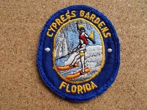 80sサイプレス ガーデンズCYPRESS GARDENS FLORIDAフロリダ テーマパーク ビンテージ刺繍ワッペン/ジェットスキー アメリカUSAパッチ遊園地