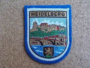 70s ドイツHEIDELBERGハイデルベルク ビンテージ フェルト刺繍ワッペン/紋章アップリケ王冠パッチ旅行エンブレム土産ヨーロッパSAMPSONS