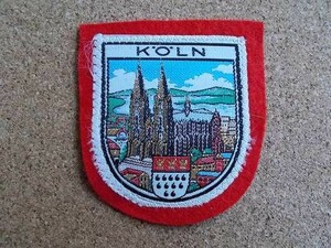 70s ケルン大聖堂KOLNドイツ ビンテージ フェルト刺繍ワッペン/ライン川D紋章アップリケ王冠パッチ旅行エンブレム土産ヨーロッパSAMPSONS