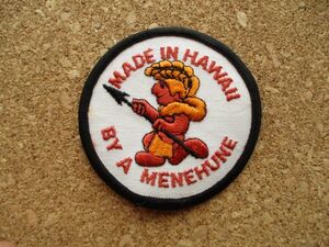 80s ハワイ MADE IN HAWAII BY A MENEHUNEメネフネ ワッペン/ビンテージVoyager小人カウアイ島パッチPATCH旅行アメリカUSAビンテージ D20