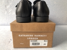 【未使用 箱付】キャサリンハムネット ビジネスシューズ メンズ 26㎝ ロングノーズ クロスベルト 黒 ブラック KATHARINE HAMNETT_画像8