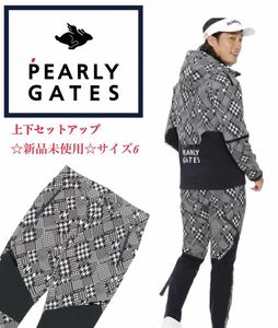 ☆新品☆PEARLY GATES パーリーゲイツ 上下セットアップ サイズ6(XL) デニット150dカノコリバー×Dot Air フーディージャケット & パンツ