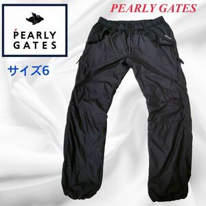 PEARLY GATES パーリーゲイツ 防寒パンツ 裏地付 サイズ6(XL) ナイロン 蓄熱パンツ 極暖 柔らかい肌触り ブラック PGロゴ刺繍