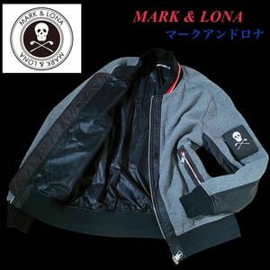 ★美品★MARK&LONA マークアンドロナ ジップアップ ジャケット ブルゾン 48(Lサイズ相当) ナイロン／フリース切替え スカルワッペン 