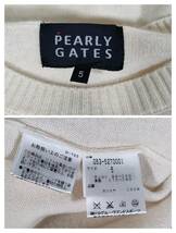 ★美品★パーリーゲイツPEARLYGATES 最高級カシミヤ100%ニット クルーネック ゴルフセーター サイズ5/L 薄手軽量 オフホワイト_画像9